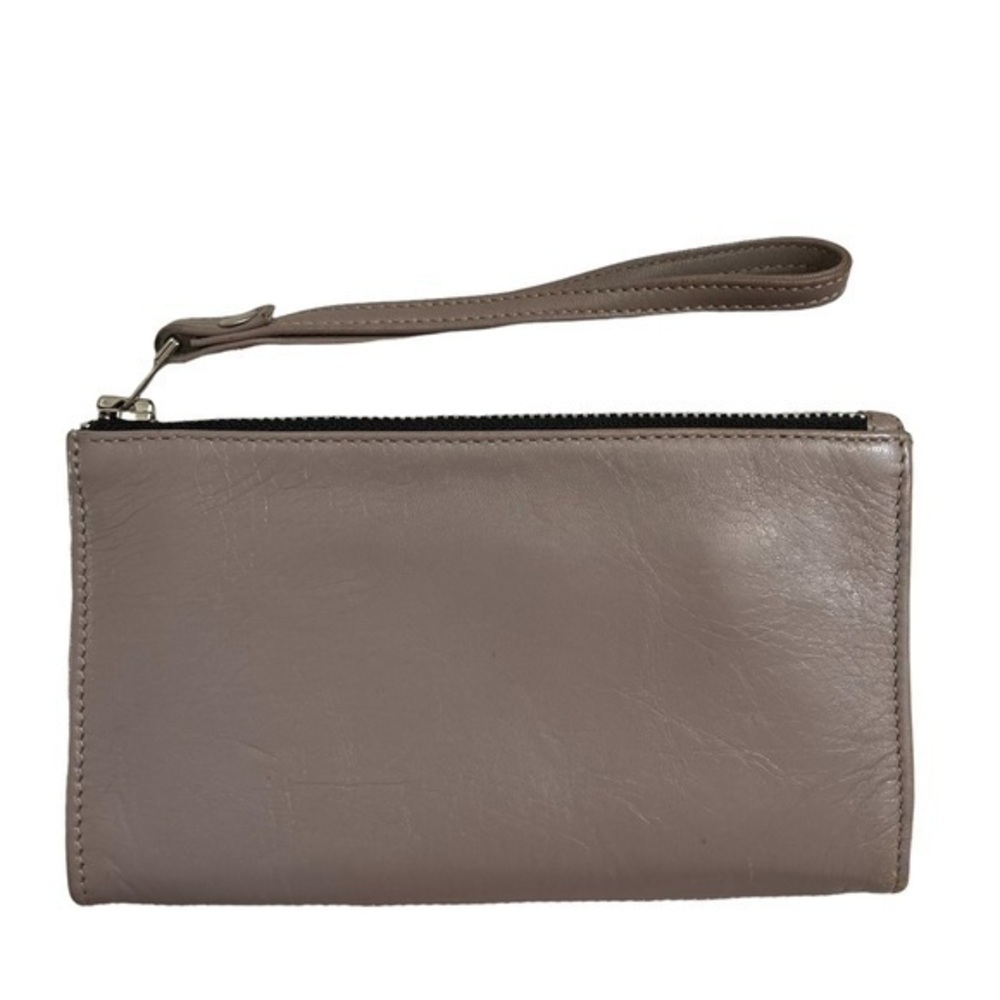 Latico gray leather wristlet bag